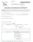 Formulaire de demande de reversion de retraite renseigné